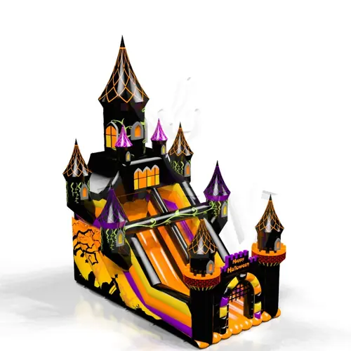 with towers Happy Halloween commercial inflatable slide